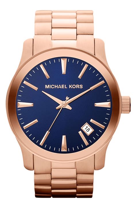 michael kors women's watch blue dial|Michael Kors runway blue.